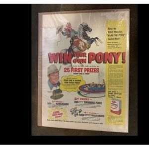Vintage Roy Rogers Win a Pony! Poster Cowboy 1955 Post Toasties Cereal Promotion